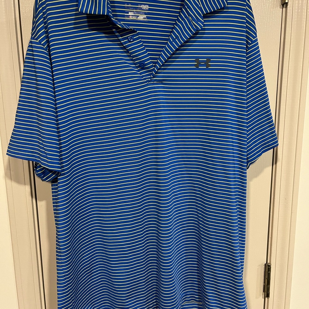 Under Armour Blue and Yellow Striped Men's Polo